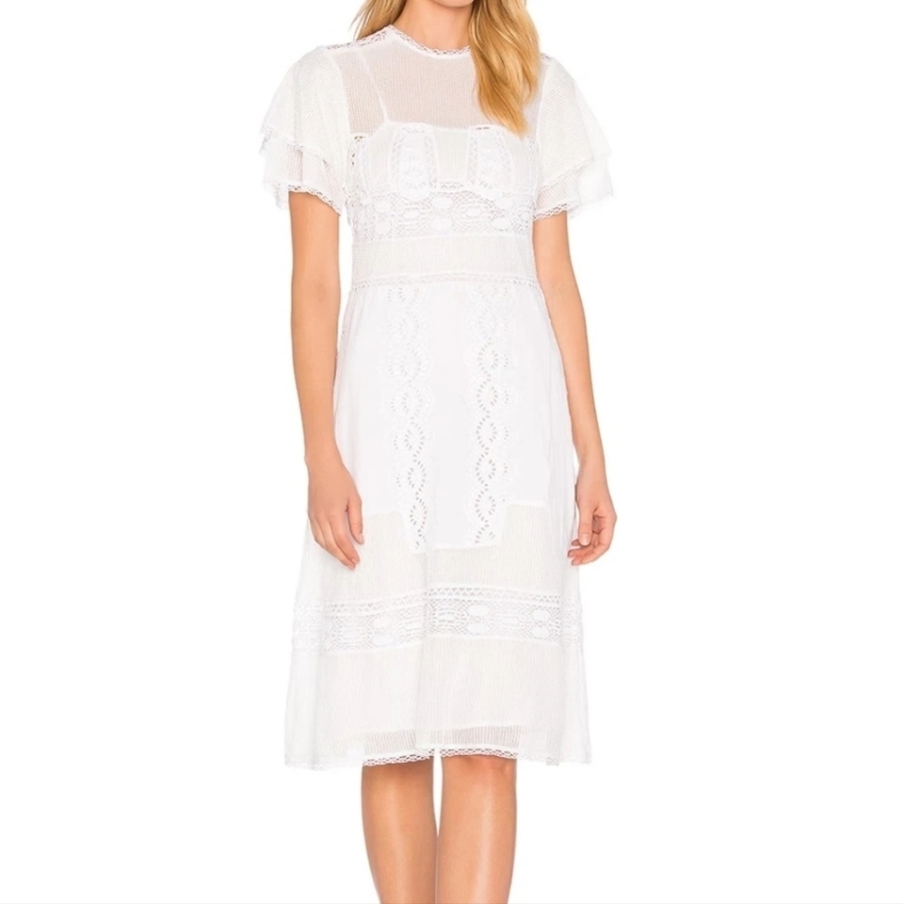 Tularosa Neil Lace Trim Midi Dress